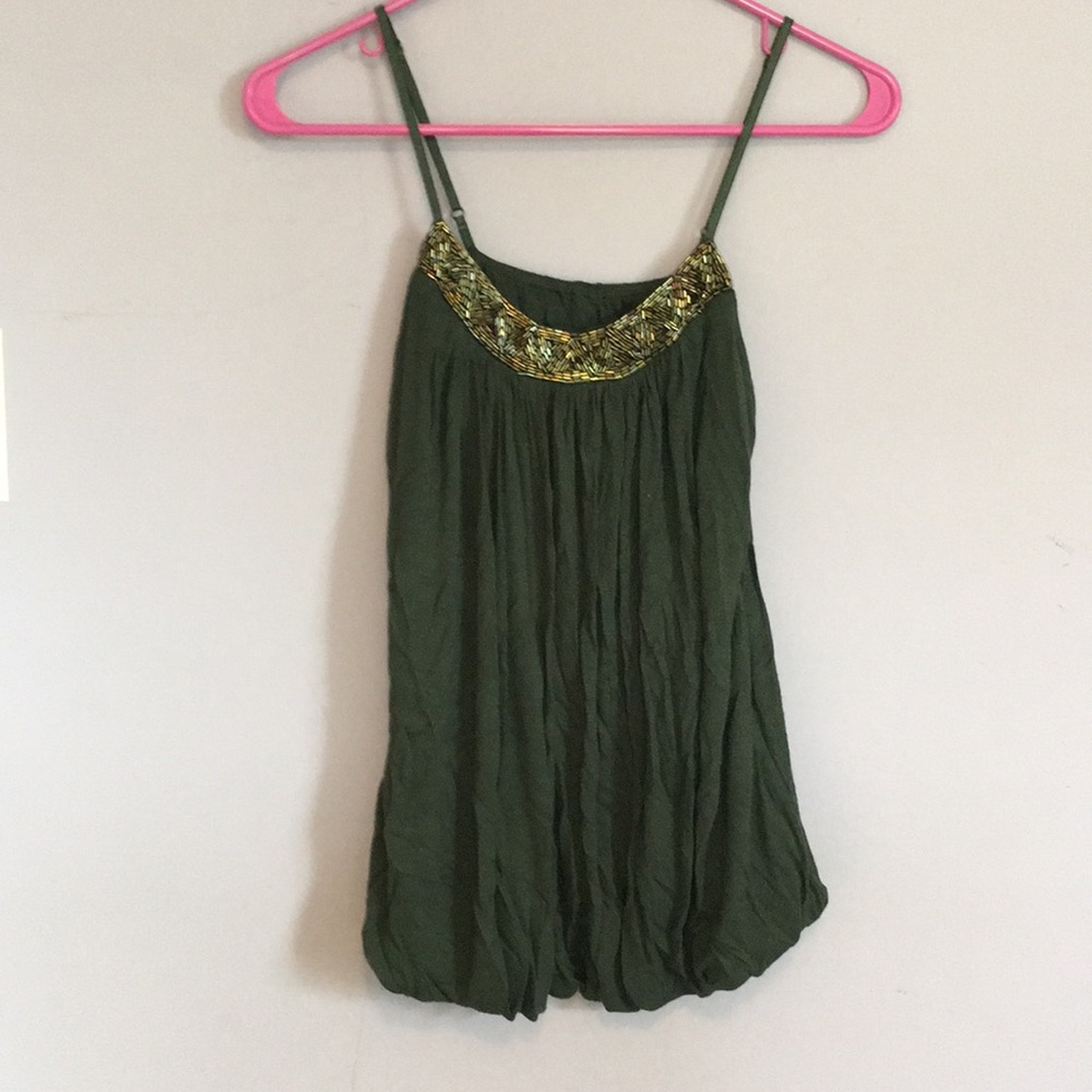Beaded Hunter Green Tank Top/Camisole